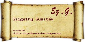 Szigethy Gusztáv névjegykártya